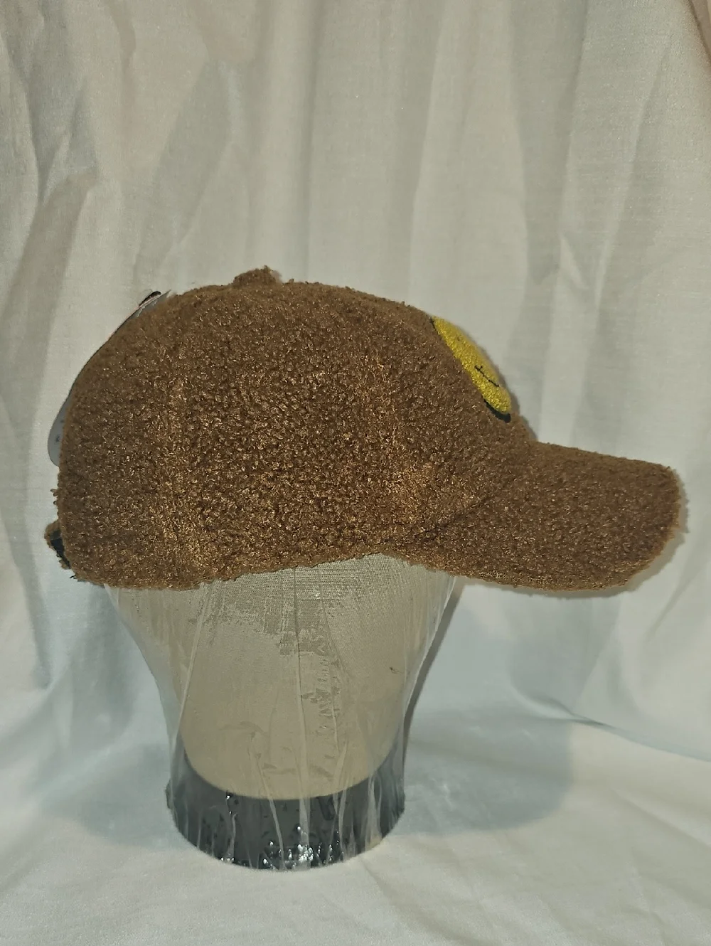 Wonder Nation Boys Faux Shearling Baseball Hat with Smiley Patch, Brown OSFM New